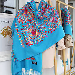 Кашеміровий шарф "Жар-птиця" небесний 133014