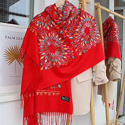 Кашеміровий шарф "Жар-птиця" червоний 133015