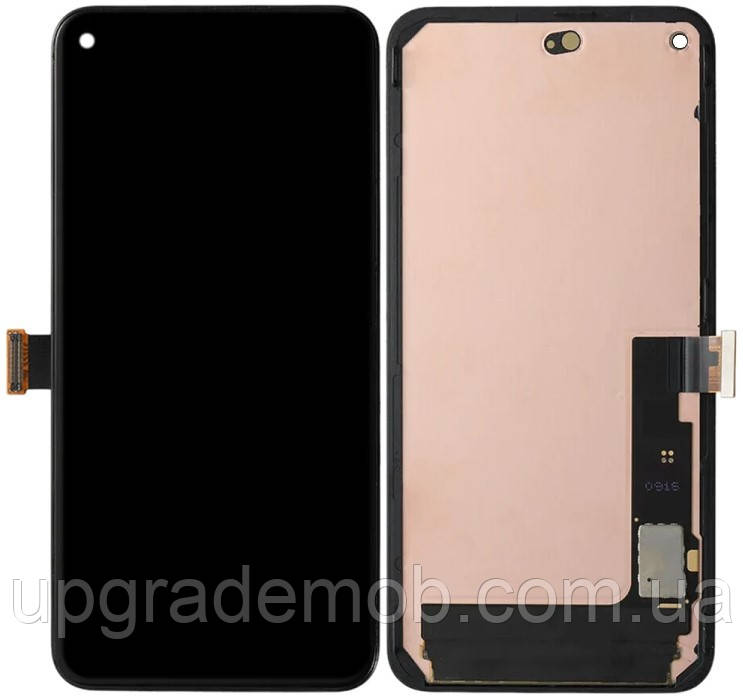 Дисплей модуль тачскрин Google Pixel 5 чорний OLED оригінал переклеєні скло з рамкою, фото 1