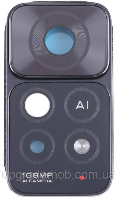 Скло камери Xiaomi Redmi Note 11 Pro+ 5G з рамкою чорного кольору, фото 1