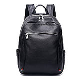 Шкіряний рюкзак чоловічий міський. Чоловічий рюкзак для ноутбука з натуральної шкіри Чорний, фото 2