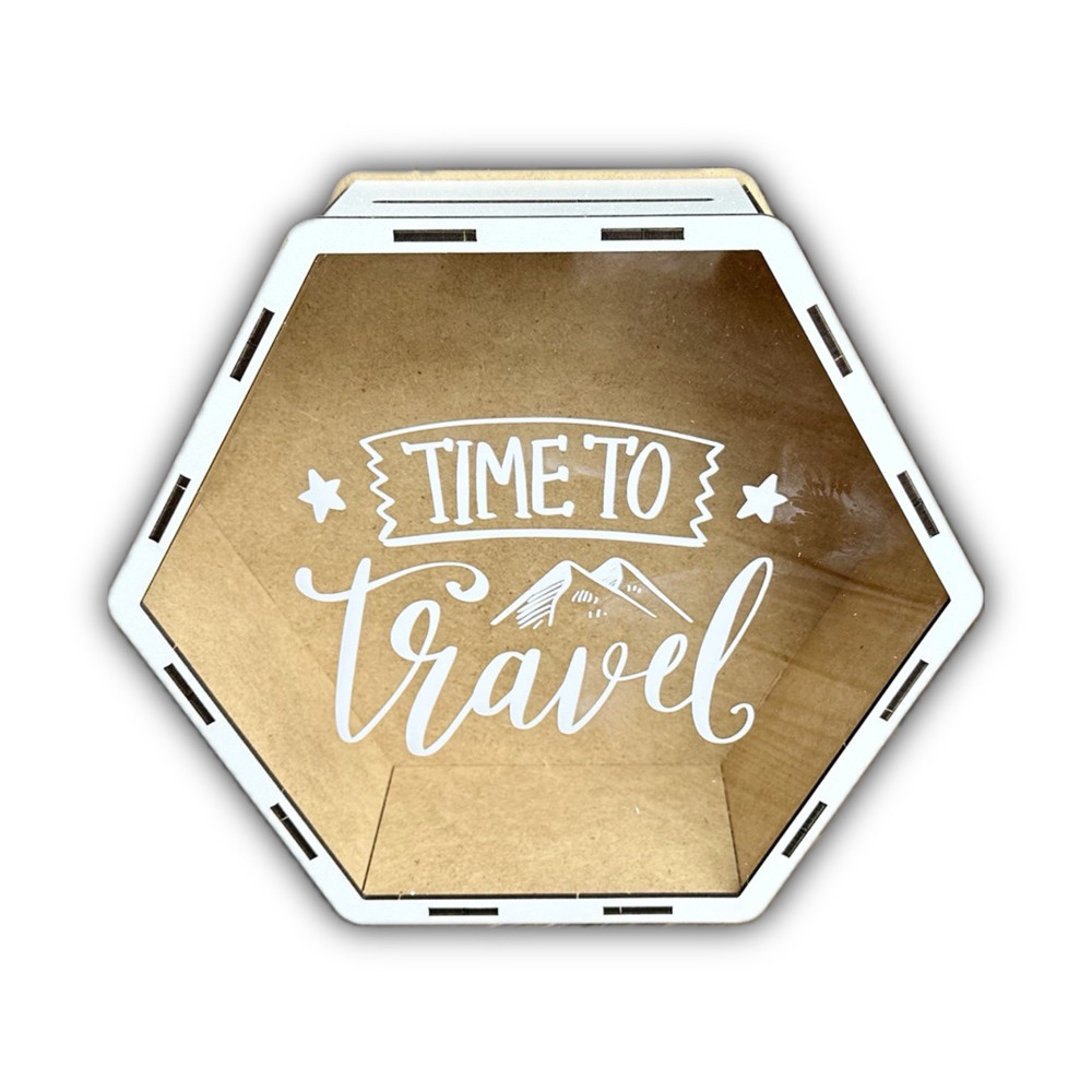 Скарбничка для грошей "На мрію", 180 днів, "Time to Travel", 23*20*8,5 см, шестикутна
