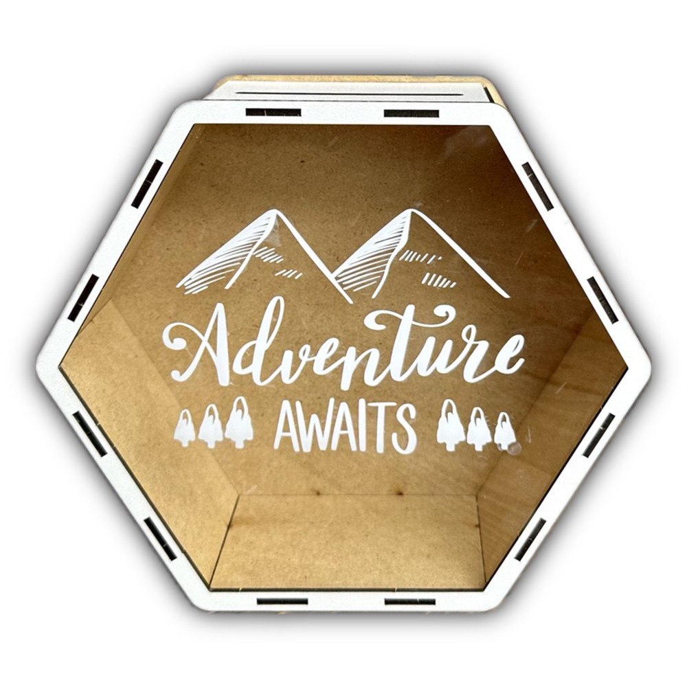 Скарбничка для грошей "На мрію", 180 днів, "Adventure Awaits", 23*20*8,5 см, шестикутна