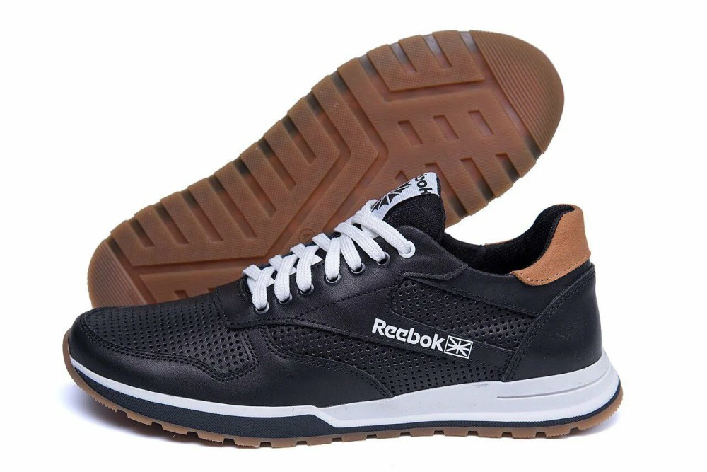 Літні кросівки перфорація Reebok колір чорний, білий