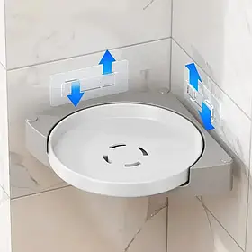 Кутова пластикова обертова полиця для ванної кімнати Multi Functional Rotational Tray Органайзер у ванну SV227