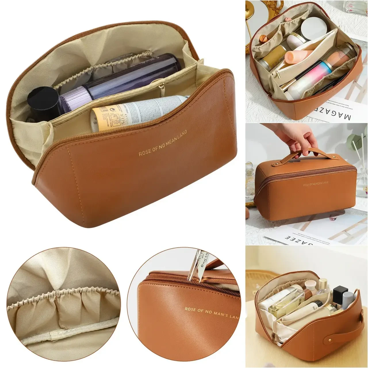 Містка косметичка, органайзер Make UP BAG Brown SV227