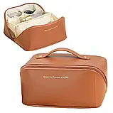 Містка косметичка, органайзер Make UP BAG Brown SV227, фото 3