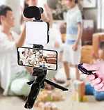 Штатив Трипод для Селфі та відео Video Making Kit AY-49, Тринога з Мікрофоном і спалахом, Набір для Блогера iC227, фото 5