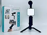 Штатив Трипод для Селфі та відео Video Making Kit AY-49, Тринога з Мікрофоном і спалахом, Набір для Блогера iC227, фото 8