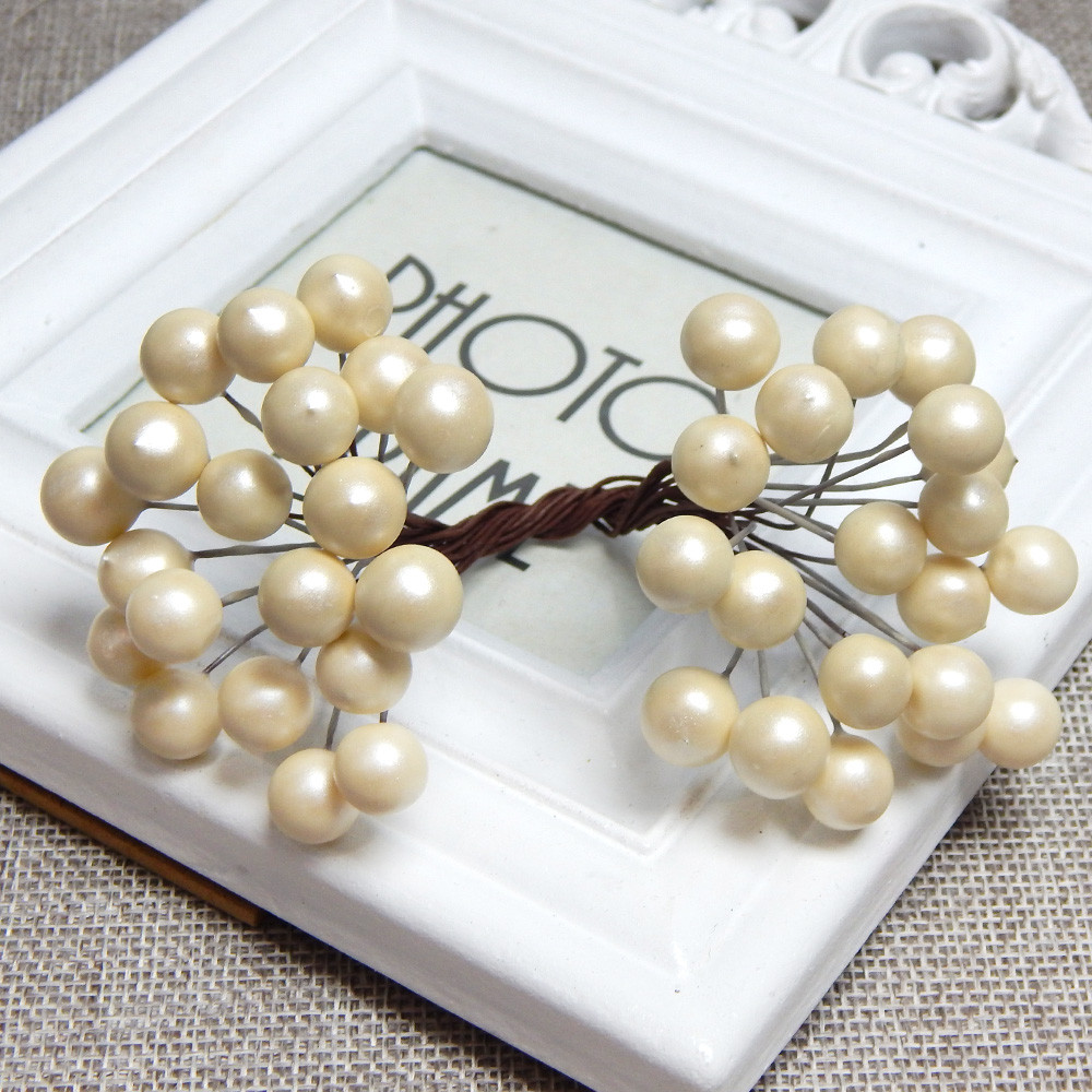 Ягоди декоративні на дроті - калина 12 мм, перламутр