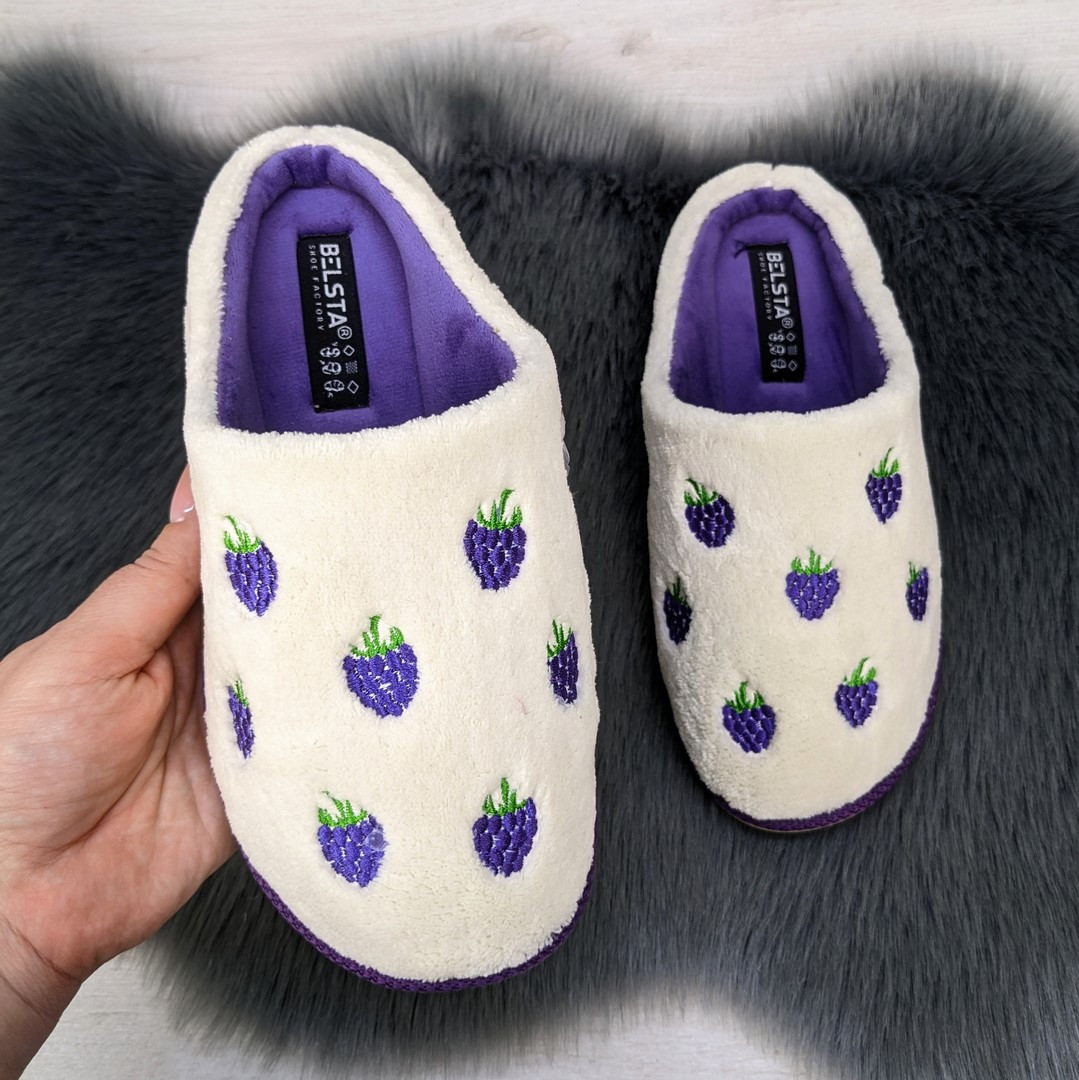 Капці жіночі кімнатні Белста білі з фіолетовим махрові 4210, фото 1