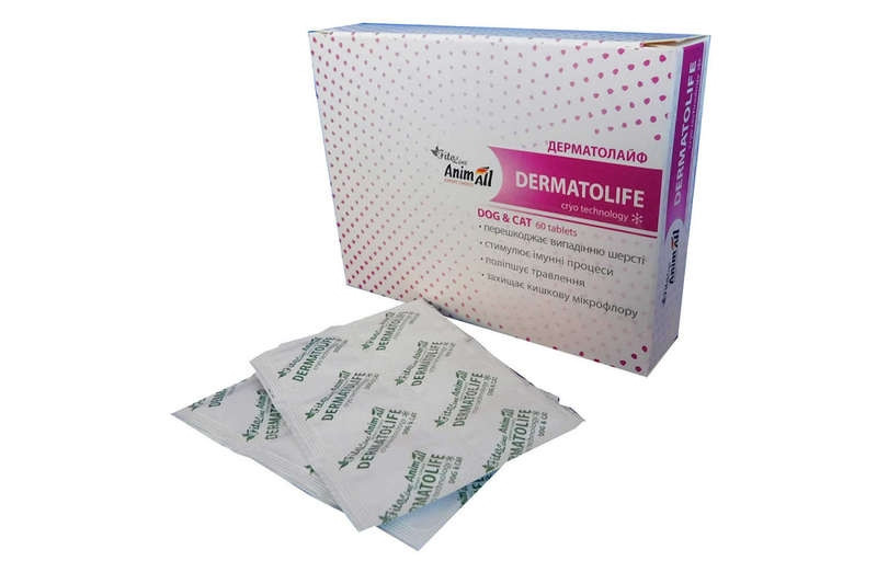 AnimAll FitoLine Dermatolife Фітокомплекс для собак та котів широкого спектру дії Дерматолайф, 60 табл, фото 1