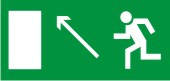 Знак "Направление к эвакуационному выходу налево вверх"