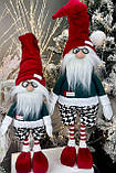 Гном інтерєрний 80см скандинавський червоно-зелений в окулярах. Різдряний ельф Скандинавський, санта клаус новорічний, фото 4