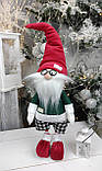 Гном інтерєрний 80см скандинавський червоно-зелений в окулярах. Різдряний ельф Скандинавський, санта клаус новорічний, фото 7