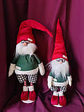 Гном інтерєрний 80см скандинавський червоно-зелений в окулярах. Різдряний ельф Скандинавський, санта клаус новорічний, фото 10