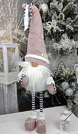 Гном 75см пудровий. Різдвяний ельф Скандинавський, санта клаус новорічний, іграшка м'ягка