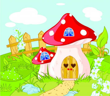 Дитячі Фотошпалери "Будинок із грибочка" - Будь-який розмір! Читаємо опис!