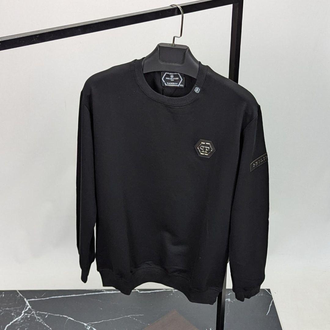 Чоловіча БАТАЛ кофта світшот Philipp Plein CK8609 чорна 3XL, 4XL, фото 1