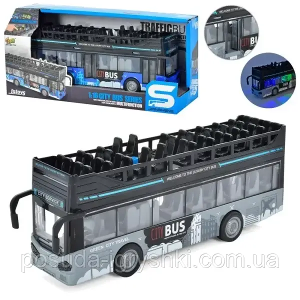 Автобус JS122-122A 2 кольори, музичний, світло, на батарейках (таблетках), в коробці, 33-15,5-9 см.