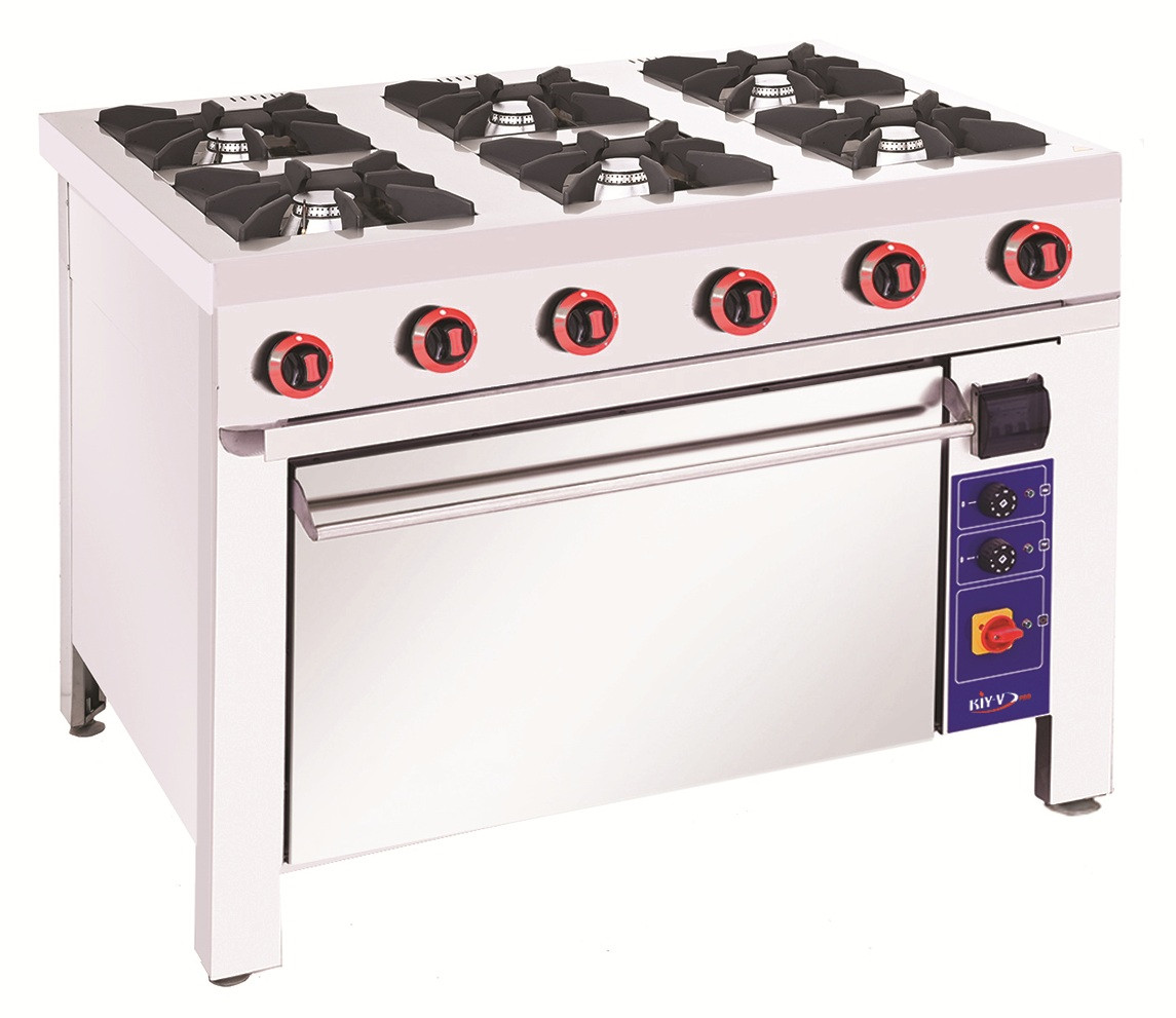 Професійна газова плита на 6 конфорок KИЙ-В ПГДЕ-6-Б