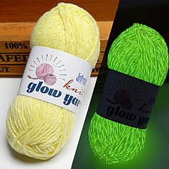 Пряжа GlowYarn люмінісцентна, 1,7 мм, світло-жовтий, 30 гр