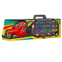 Трейлер LA-015 з металевими машинками 6 шт., дорожні знаки, в коробці 55,5-18-11,5 см., фото 3