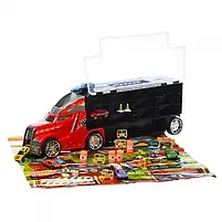 Трейлер LA-015 з металевими машинками 6 шт., дорожні знаки, в коробці 55,5-18-11,5 см., фото 2