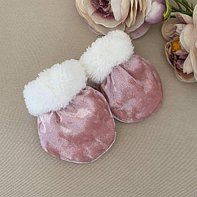 Дитячі рукавички "Оксамит" оксамит, махра зріст 68 см (3 – 6 місяців) Betis Пудра