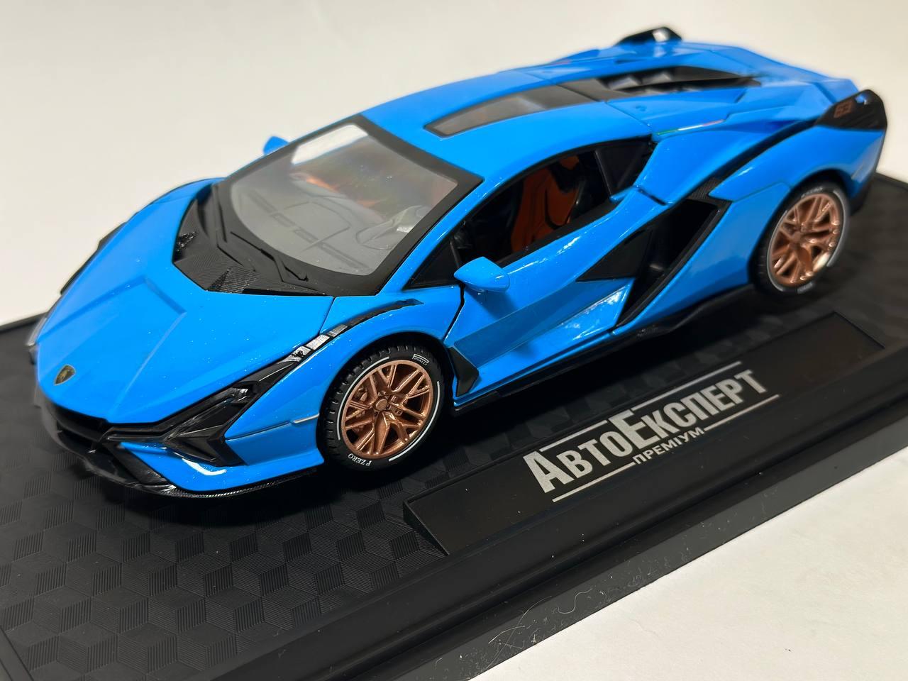 Машинка металева Lamborghini , "АвтоЕксперт" Ламборгини , блакитна, світло звук 20* 8 * 4 см, 1:24