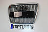 Решітка радіатора Ауді A6 C6 стиль RS6, чорна + хром рамка (04-11 р.в.), фото 5