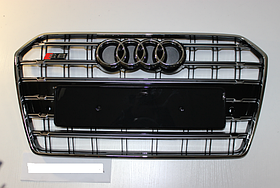 Решітка радіатора Ауді A6 C7 стиль S6, чорна + хром (2014-...)