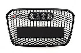 Решітка радіатора Ауді A6 C7 стиль RS7, чорний глянець (11-14 р.в.)