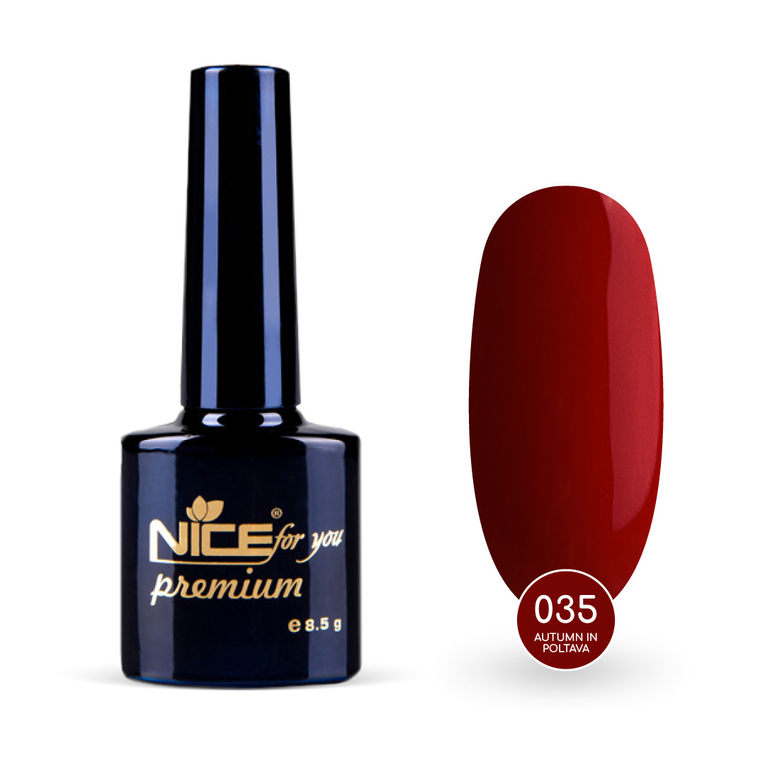 Гель-лак Nice for you Autumn in Poltava Premium №035 Темно-червоний 8.5 г