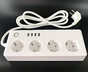 Розумний мережевий фільтр CZ-A26 (4 розетки, 4 USB, 16A, 1.8 м, керування з телефона, таймер)