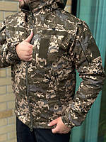 Куртка зимова всу піксель тактична військова софтшел на мембрані бушлат зимовий omni-heat піксель мм-14