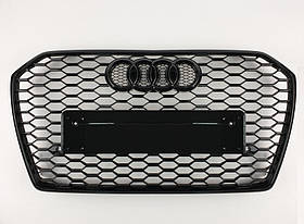 Решітка радіатора Ауді A6 C7 стиль RS6 чорний глянець (14-18 р.в.)
