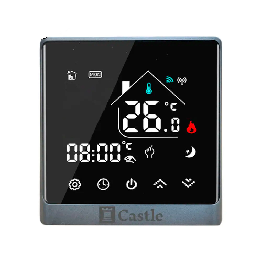 Терморегулятор програмний для котлів Castle АС8400G Чорний-Срібло
