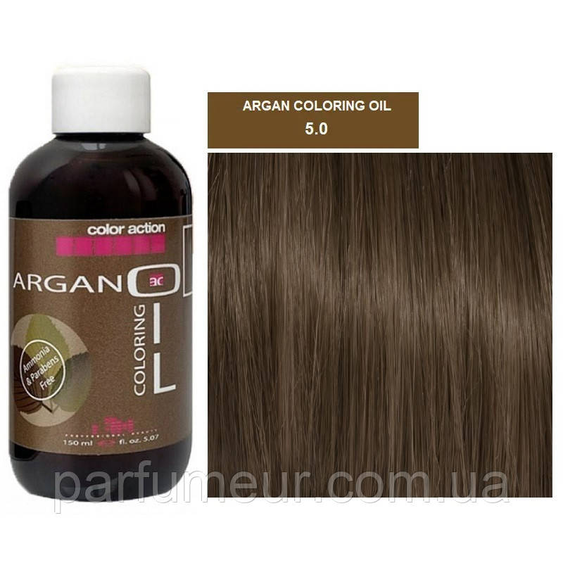 Karibelly Coloring Oil Безаміачна фарба з аргановою олією 5.0 свiтло-каштановий 150 мл, фото 1