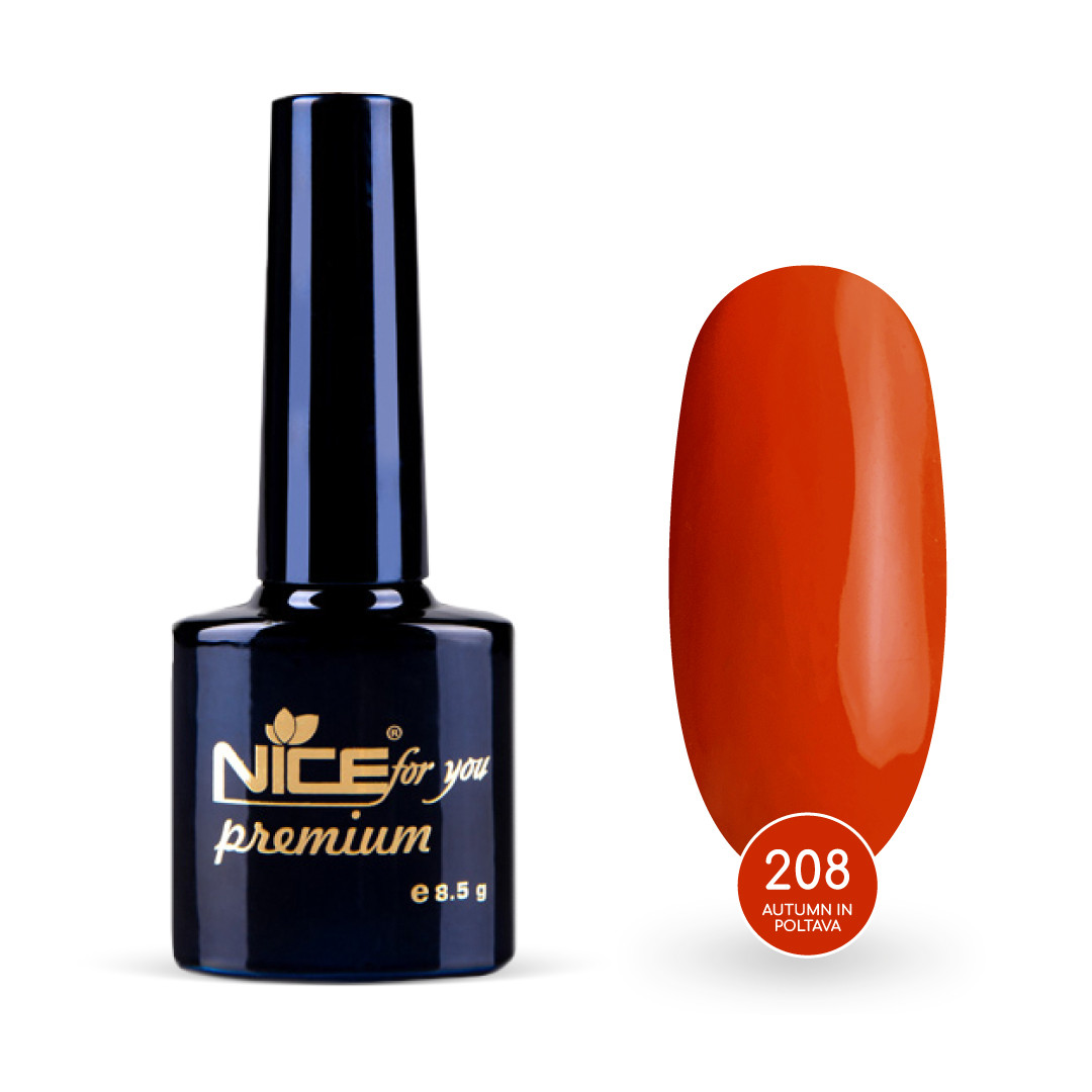 Гель-лак Nice for you Autumn in Poltava Premium №208 Помаранчевий 8.5 г