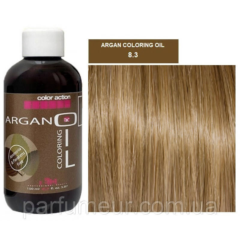 Karibelly Coloring Oil Безаміачна фарба з аргановою олією 8.3 золотистий свiтло-русявий 150 мл, фото 1