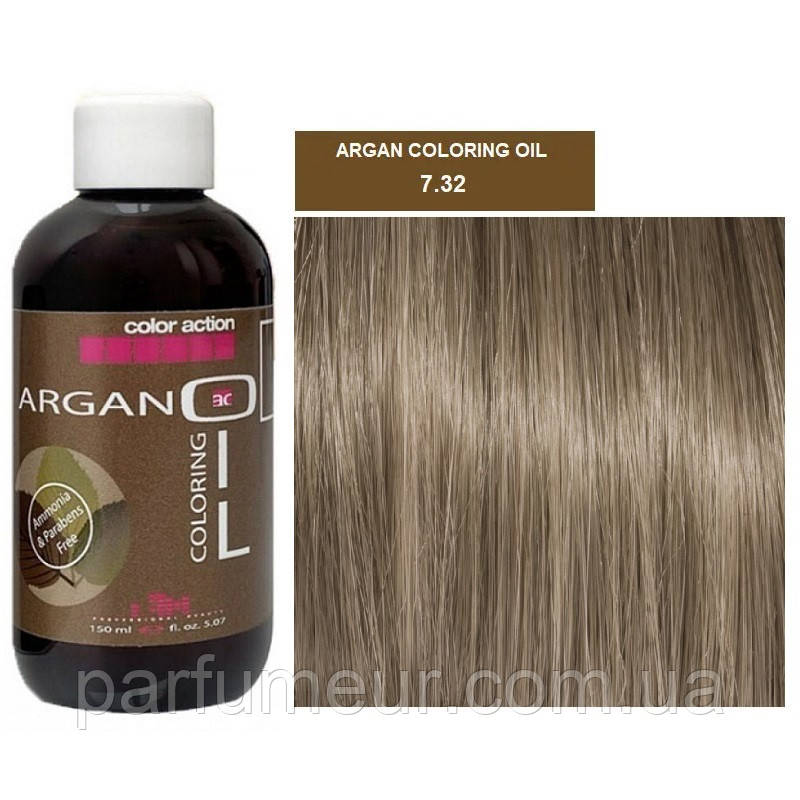 Karibelly Coloring Oil Безаміачна фарба з аргановою олією 7.32 русявий медовий 150 мл, фото 1