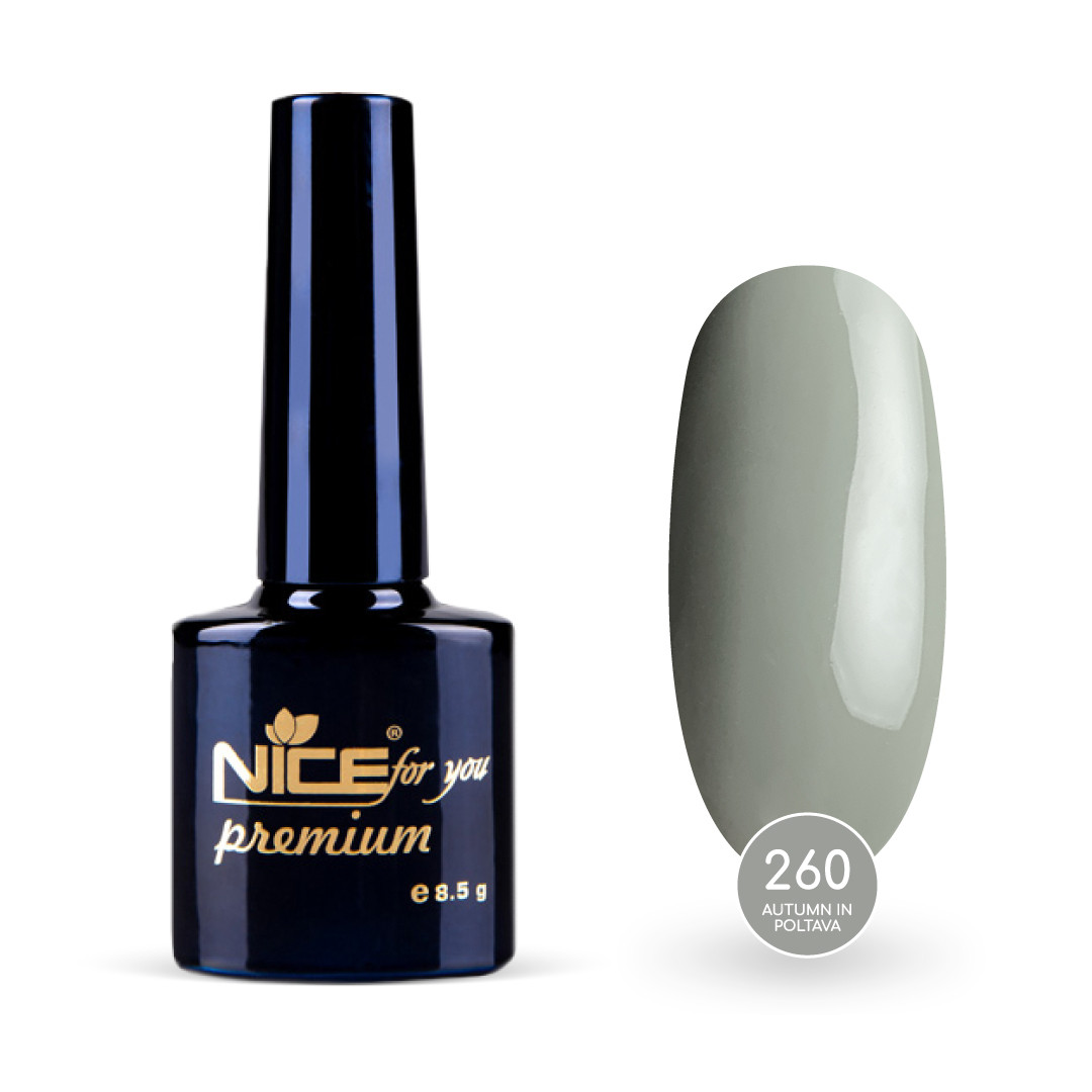 Гель-лак Nice for you Autumn in Poltava Premium №260 Сірий 8.5 г