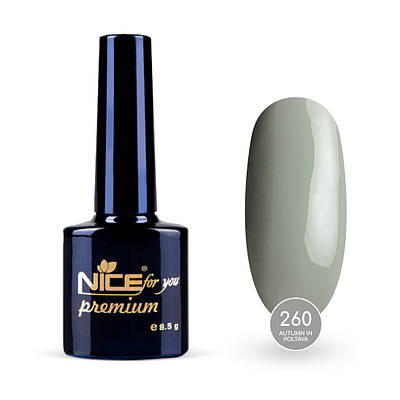 Гель-лак Nice for you Autumn in Poltava Premium №260 Сірий 8.5 г