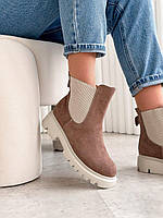 Жіночі замшеві черевики челсі демісезонні модні моко натуральна замша