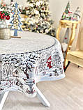 Кругла Новорічна скатертина гобеленова Ø140 см., фото 6