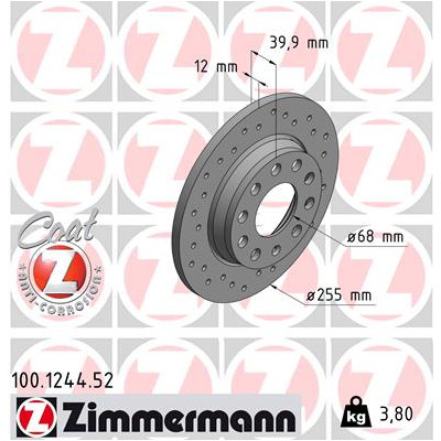 2шт, Тормозной диск ZIMMERMANN 100.1244.52