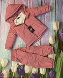 Дитячий Осінній костюм на дівчинку: куртка і штани з флісом всередині Прогулянковий теплий персиковий комплект весна осінь 80-86, фото 4