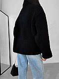 Чорна тепла жіноча кофта-анорак зі штучного хутра, фото 7