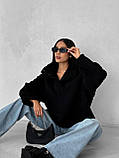 Чорна тепла жіноча кофта-анорак зі штучного хутра, фото 8